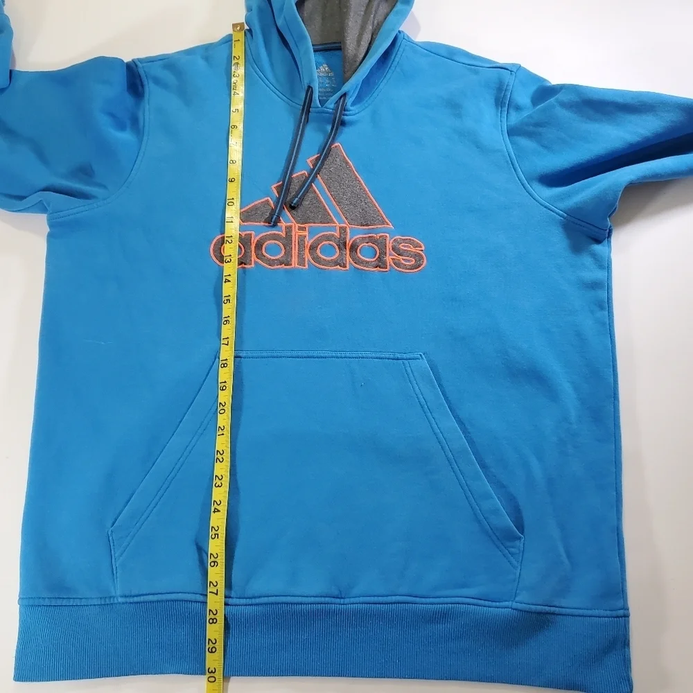 Adidas Pullover Kangaroo Pocket Long Sleeve Hoodie Blue Size XL